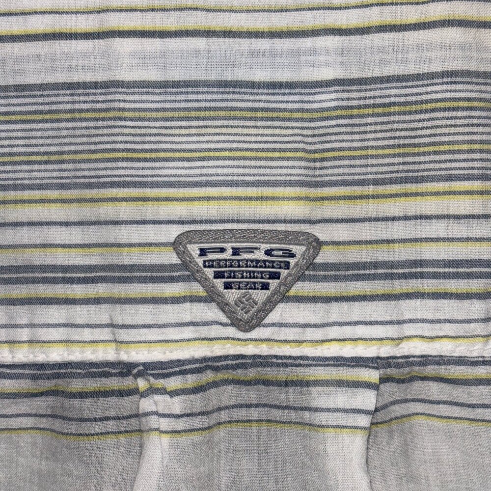 Columbia PFG Blue Striped Button Down Shirt Sheer Lightweight Womens Large - Picture 8 of 9